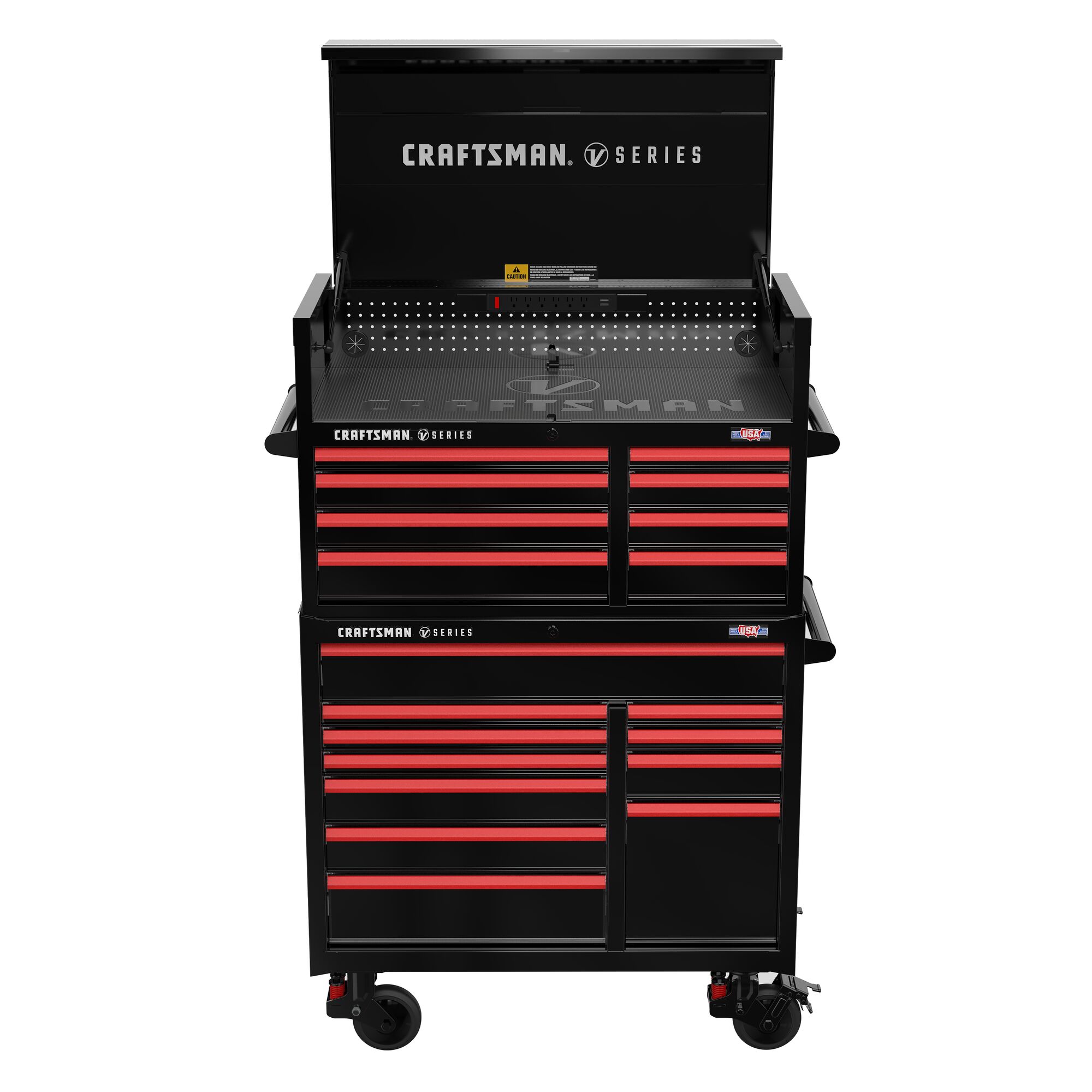 Caja de herramientas de acero CRAFTSMAN V-Series de 41 pulgadas de ancho x 27 pulgadas de alto x 21 pulgadas de profundidad con 8 cajones (Esmalte Negro E-Coat) CMSTVS4108BK