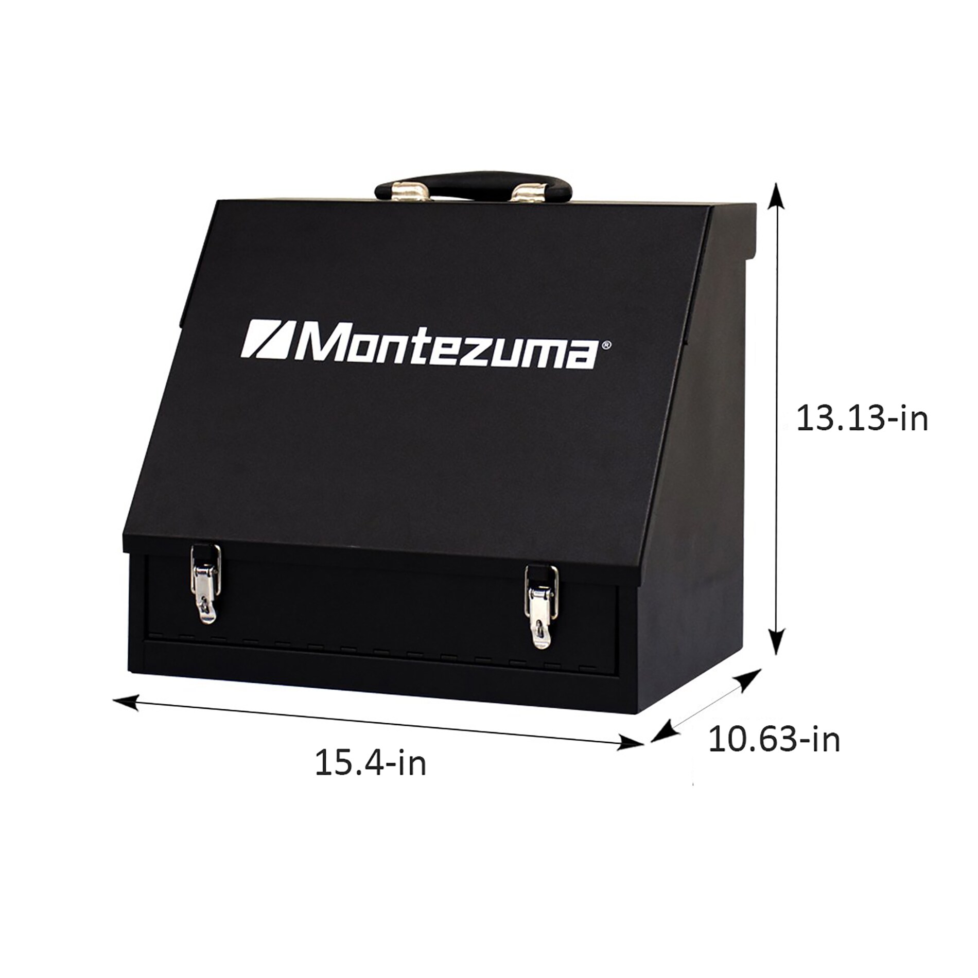 Cofre de herramientas de acero Montezuma Triangular 15.4 pulgadas de ancho x 13.125 pulgadas de alto x 10.4 pulgadas de profundidad (negro) SB150B