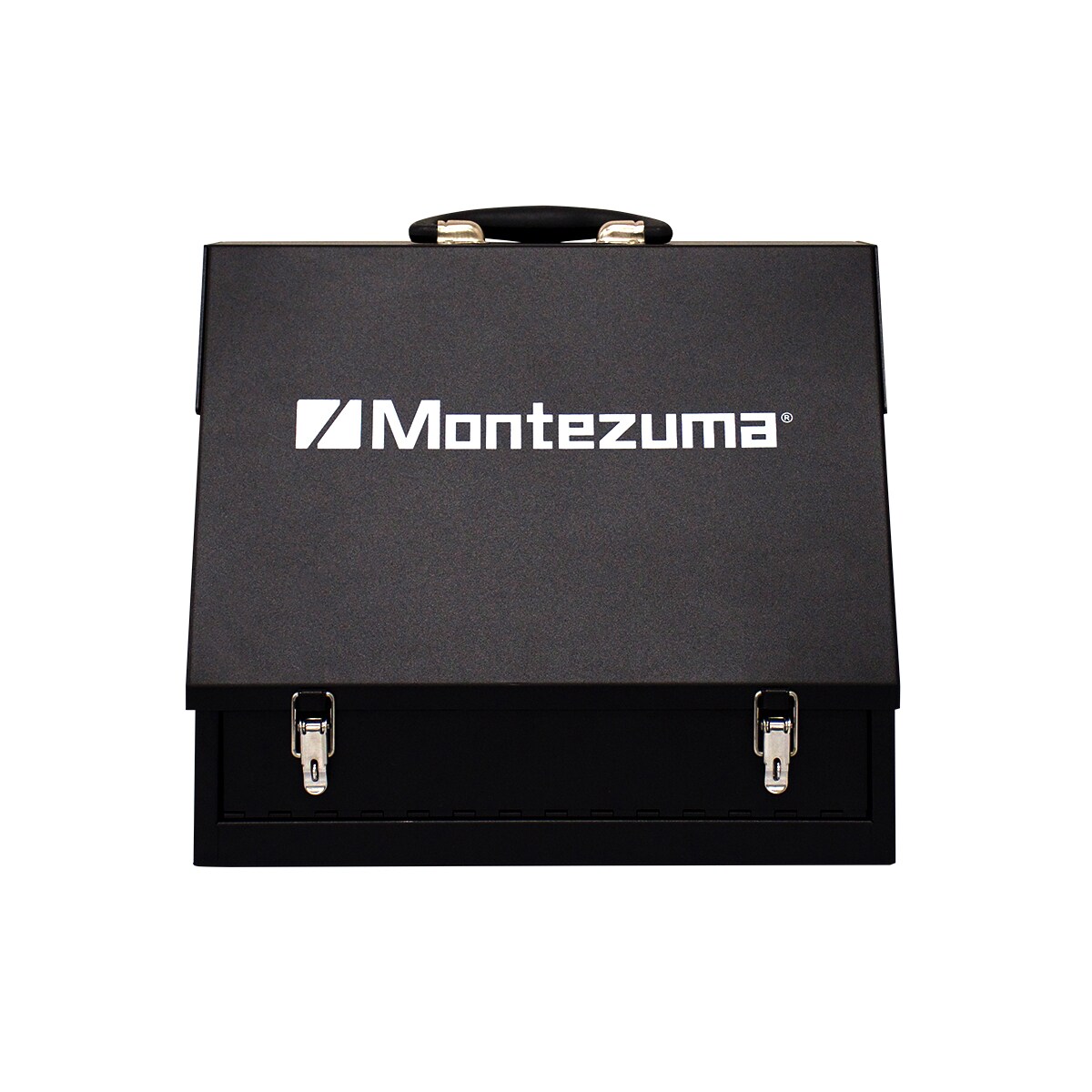 Cofre de herramientas de acero Montezuma Triangular 15.4 pulgadas de ancho x 13.125 pulgadas de alto x 10.4 pulgadas de profundidad (negro) SB150B