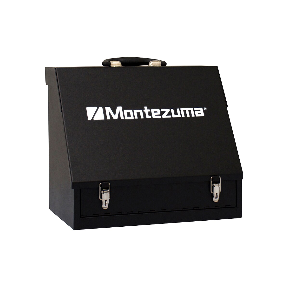 Cofre de herramientas de acero Montezuma Triangular 15.4 pulgadas de ancho x 13.125 pulgadas de alto x 10.4 pulgadas de profundidad (negro) SB150B