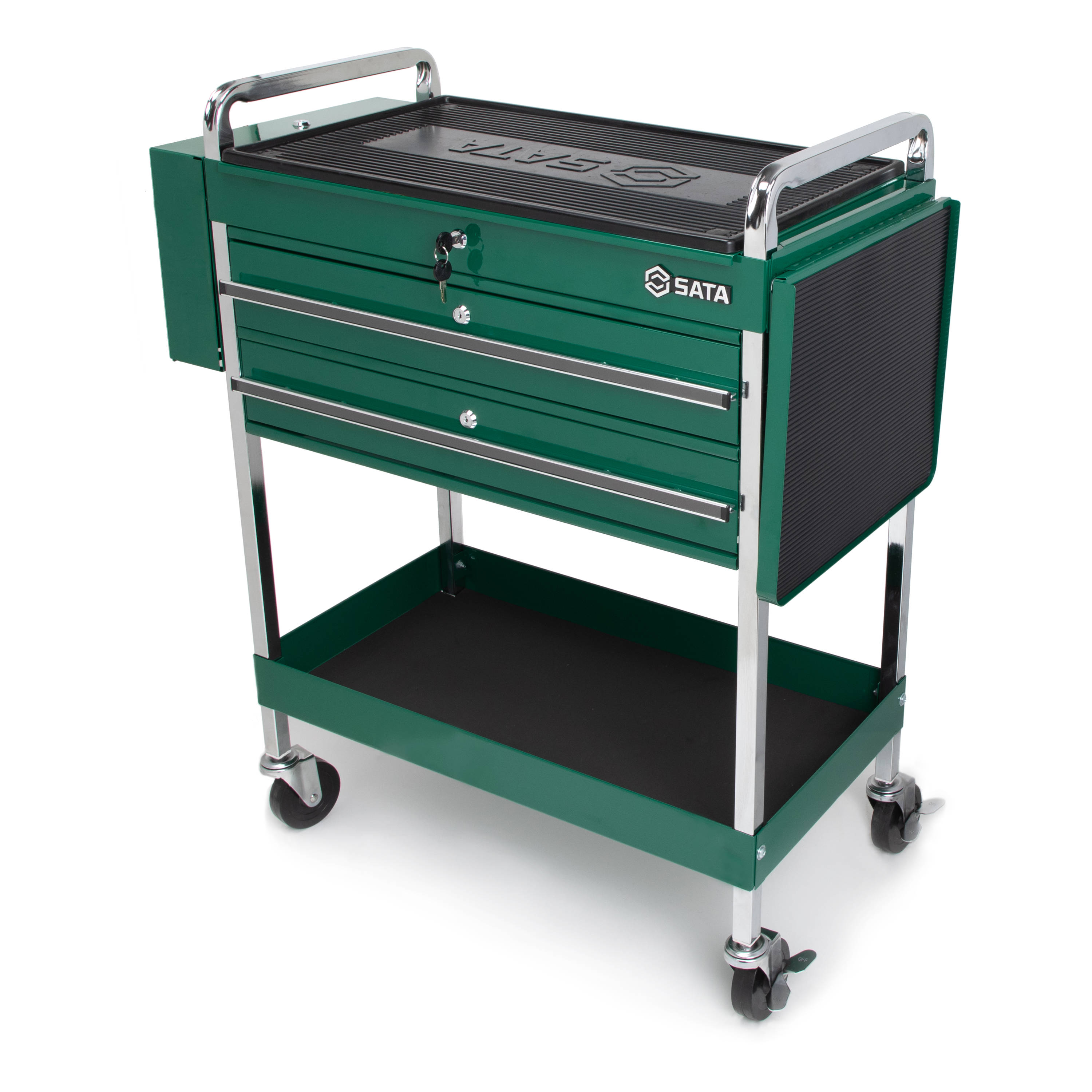 Gabinete de herramientas de acero de 2 cajones de 37.01 pulgadas de ancho x 52.6 pulgadas de alto x 16.38 pulgadas de profundidad (verde/cromo) ST95118SC