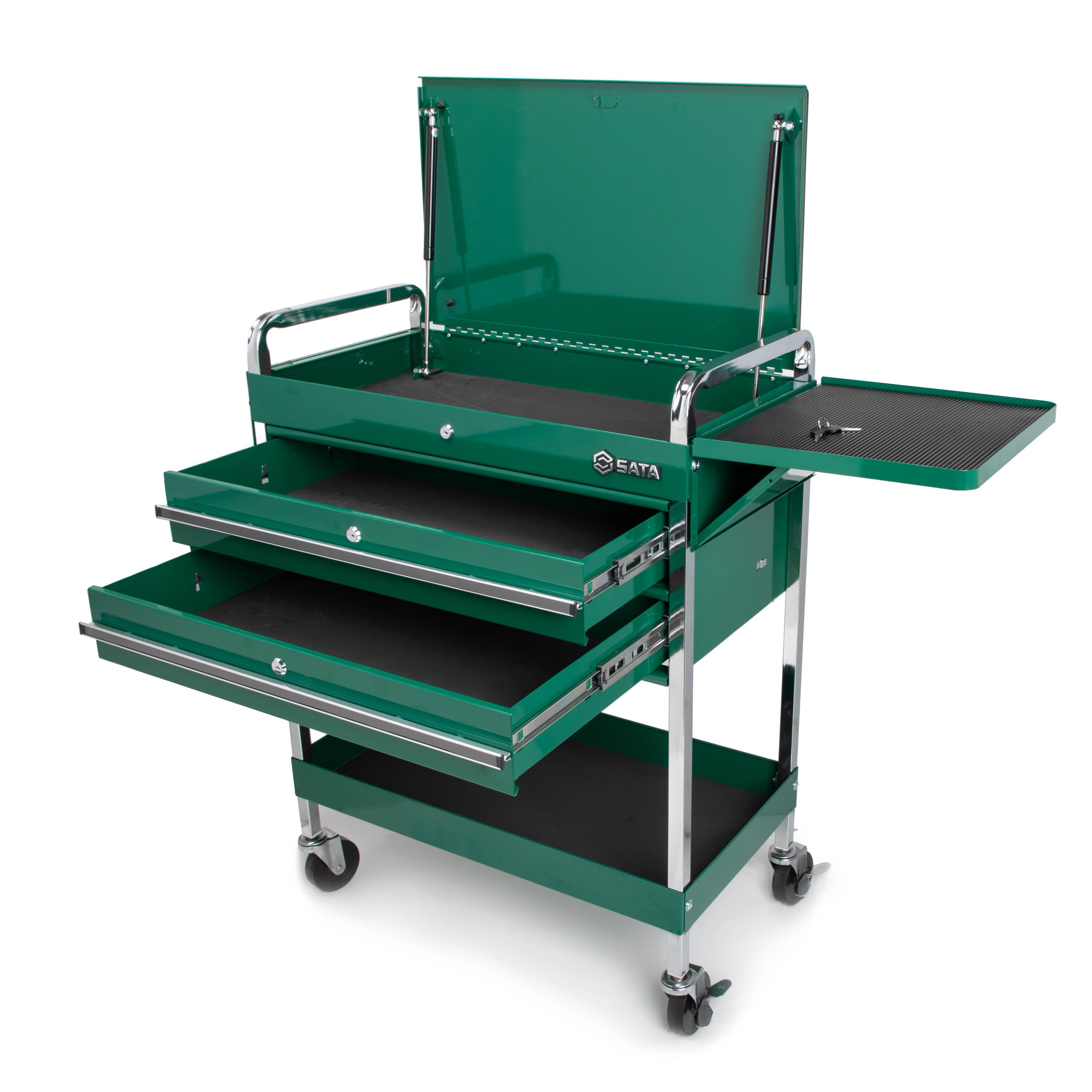 Gabinete de herramientas de acero de 2 cajones de 37.01 pulgadas de ancho x 52.6 pulgadas de alto x 16.38 pulgadas de profundidad (verde/cromo) ST95118SC