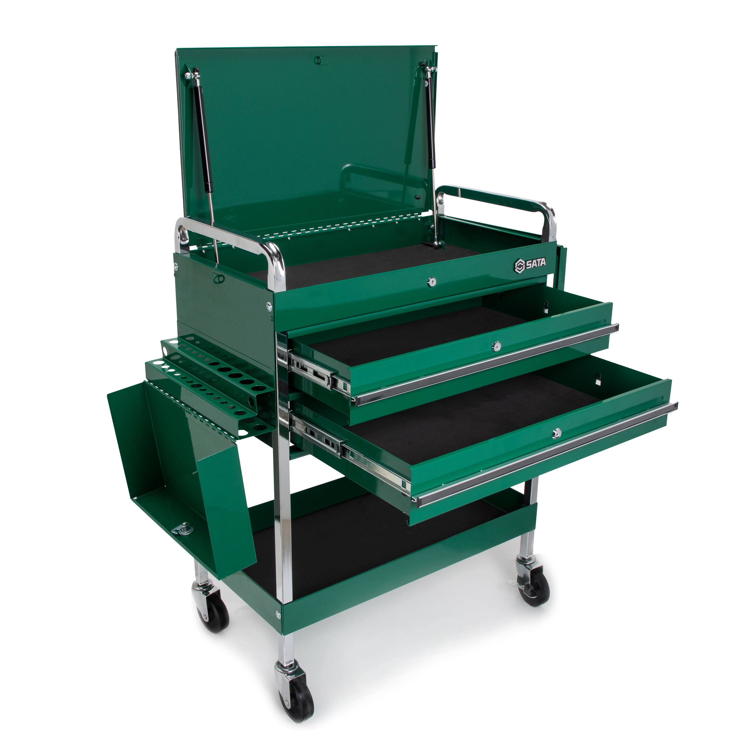 Gabinete de herramientas de acero de 2 cajones de 37.01 pulgadas de ancho x 52.6 pulgadas de alto x 16.38 pulgadas de profundidad (verde/cromo) ST95118SC