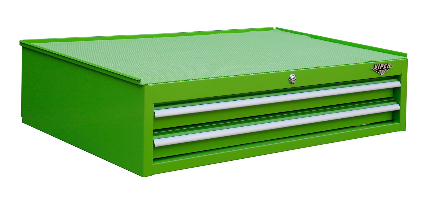 Gabinete de herramientas de acero de 2 cajones de 42 pulgadas de ancho x 10.13 pulgadas de alto x 24.5 pulgadas de profundidad (verde lima) de Viper Tool Storage