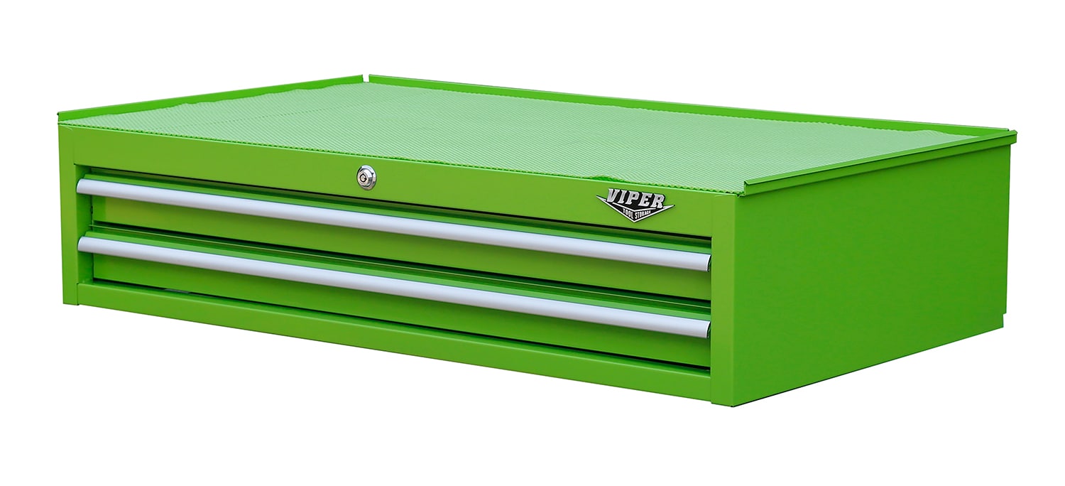 Gabinete de herramientas de acero de 2 cajones de 42 pulgadas de ancho x 10.13 pulgadas de alto x 24.5 pulgadas de profundidad (verde lima) de Viper Tool Storage