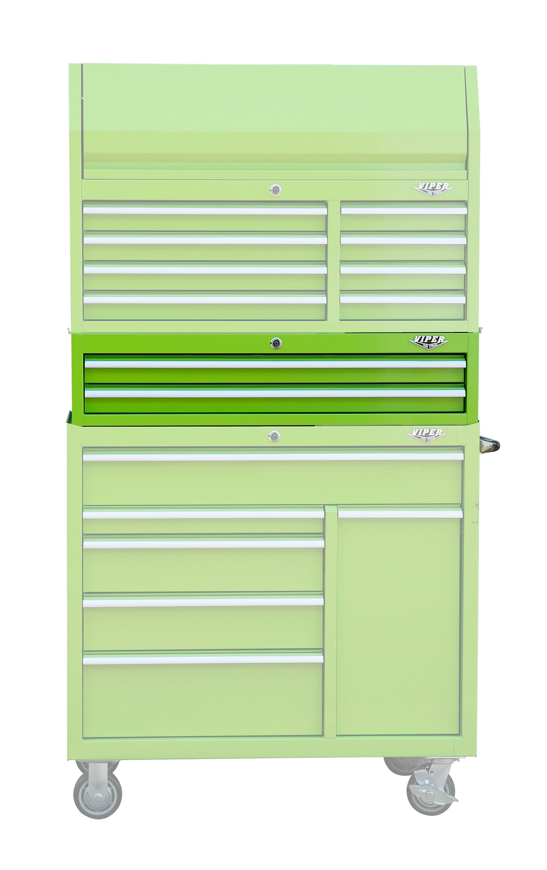 Gabinete de herramientas de acero de 2 cajones de 42 pulgadas de ancho x 10.13 pulgadas de alto x 24.5 pulgadas de profundidad (verde lima) de Viper Tool Storage