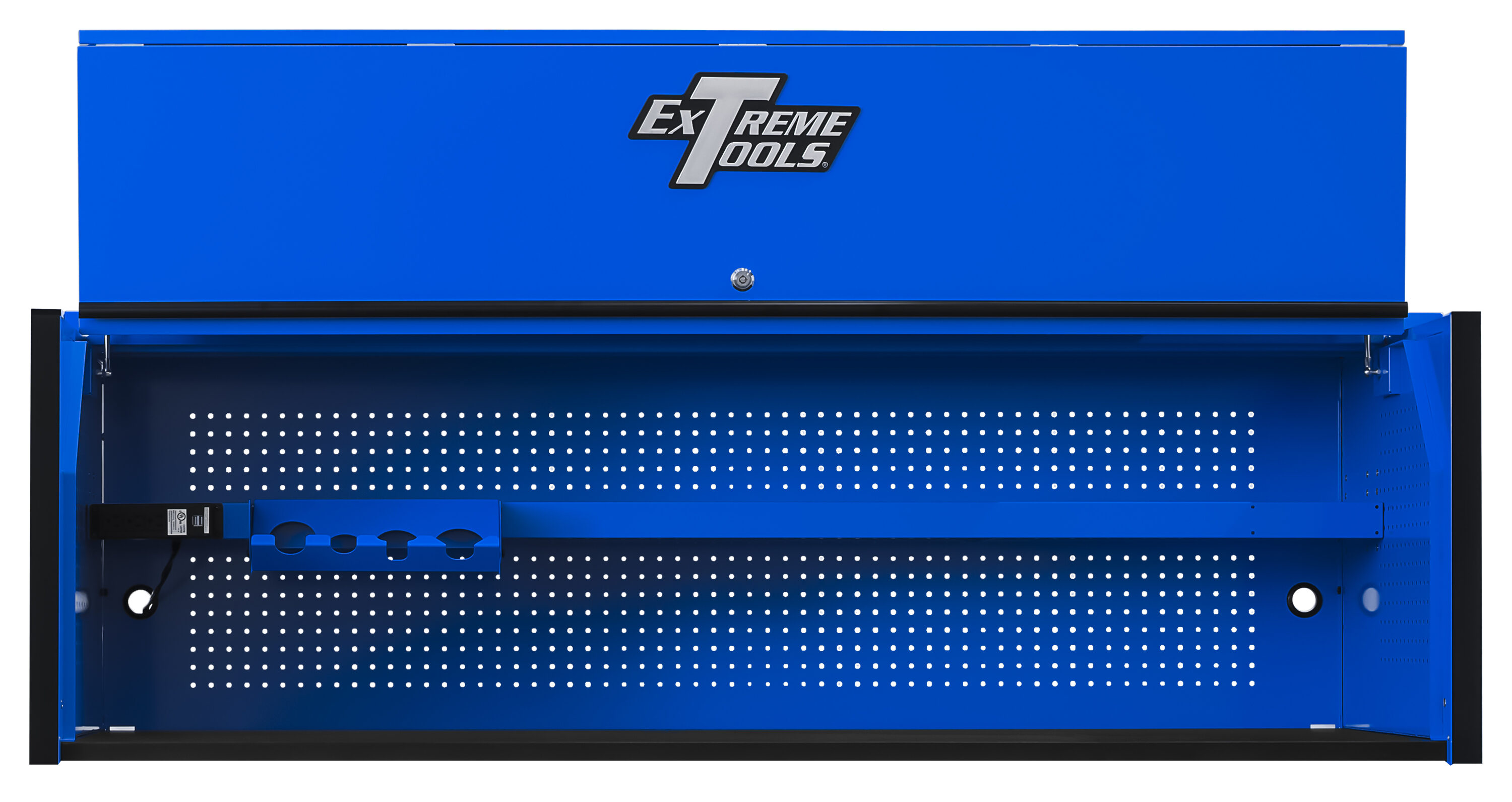 Caja de herramientas de acero Extreme Tools RX Series 72 pulgadas de ancho x 22.5 pulgadas de alto x 25 pulgadas de profundidad (REVESTIMIENTO DE POLVO AZUL CON MANIJAS DE CAJONES ANODIZADOS NEGRAS) RX722501HCBLBK