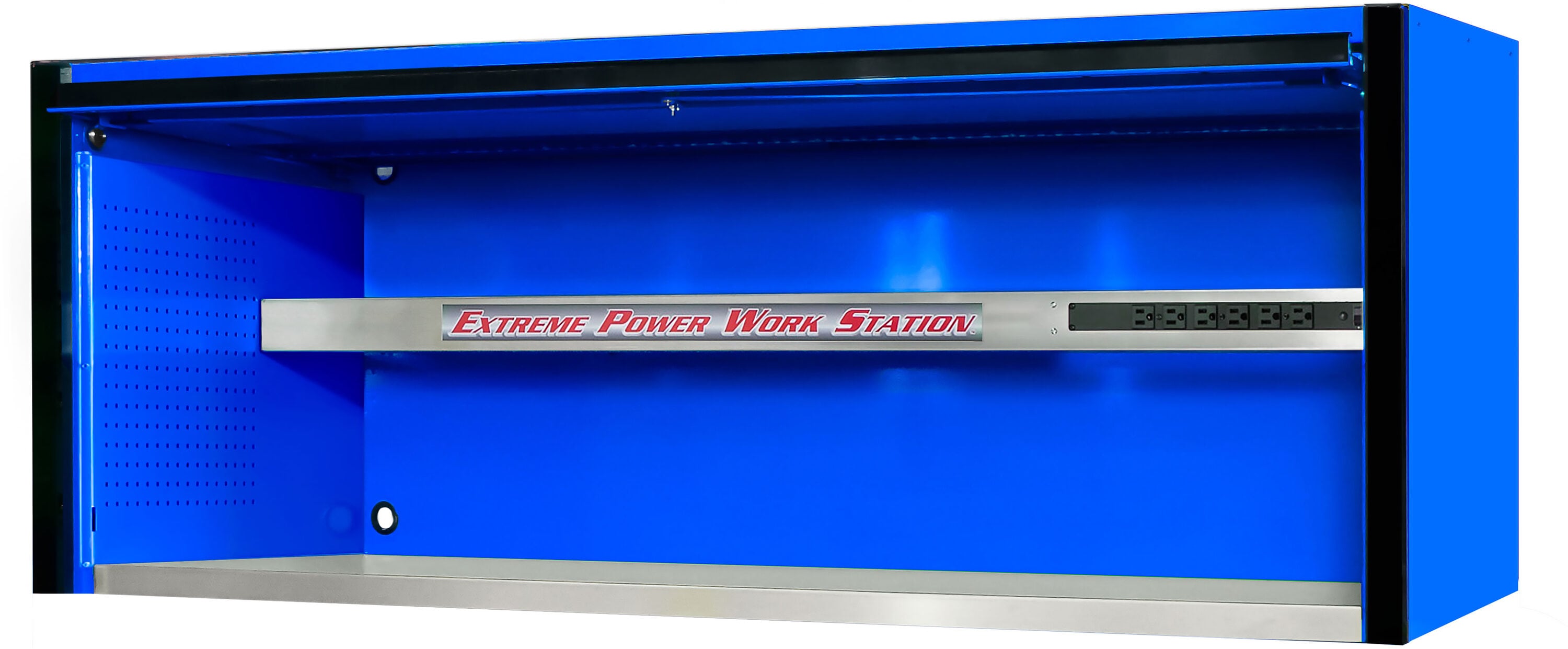 Caja de herramientas de acero Extreme Tools EX Professional Series de 72 pulgadas de ancho x 26.25 pulgadas de alto x 30 pulgadas de profundidad ( REVESTIMIENTO EN POLVO AZUL con tiradores de aluminio anodizado negro) EX7201HCQBLBK