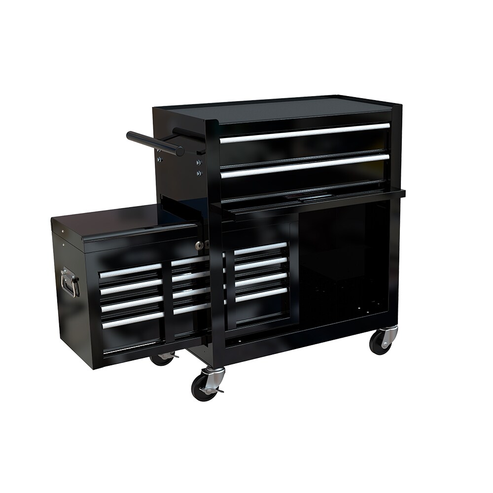 Cofre para herramientas Runesay Top de 13 pulgadas de ancho x 42.8 pulgadas de alto x 24.2 pulgadas de profundidad con 8 cajones de acero (negro) TOOBOX-07