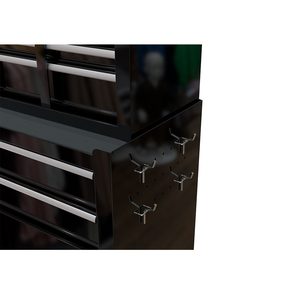 Cofre para herramientas Runesay Top de 13 pulgadas de ancho x 42.8 pulgadas de alto x 24.2 pulgadas de profundidad con 8 cajones de acero (negro) TOOBOX-07