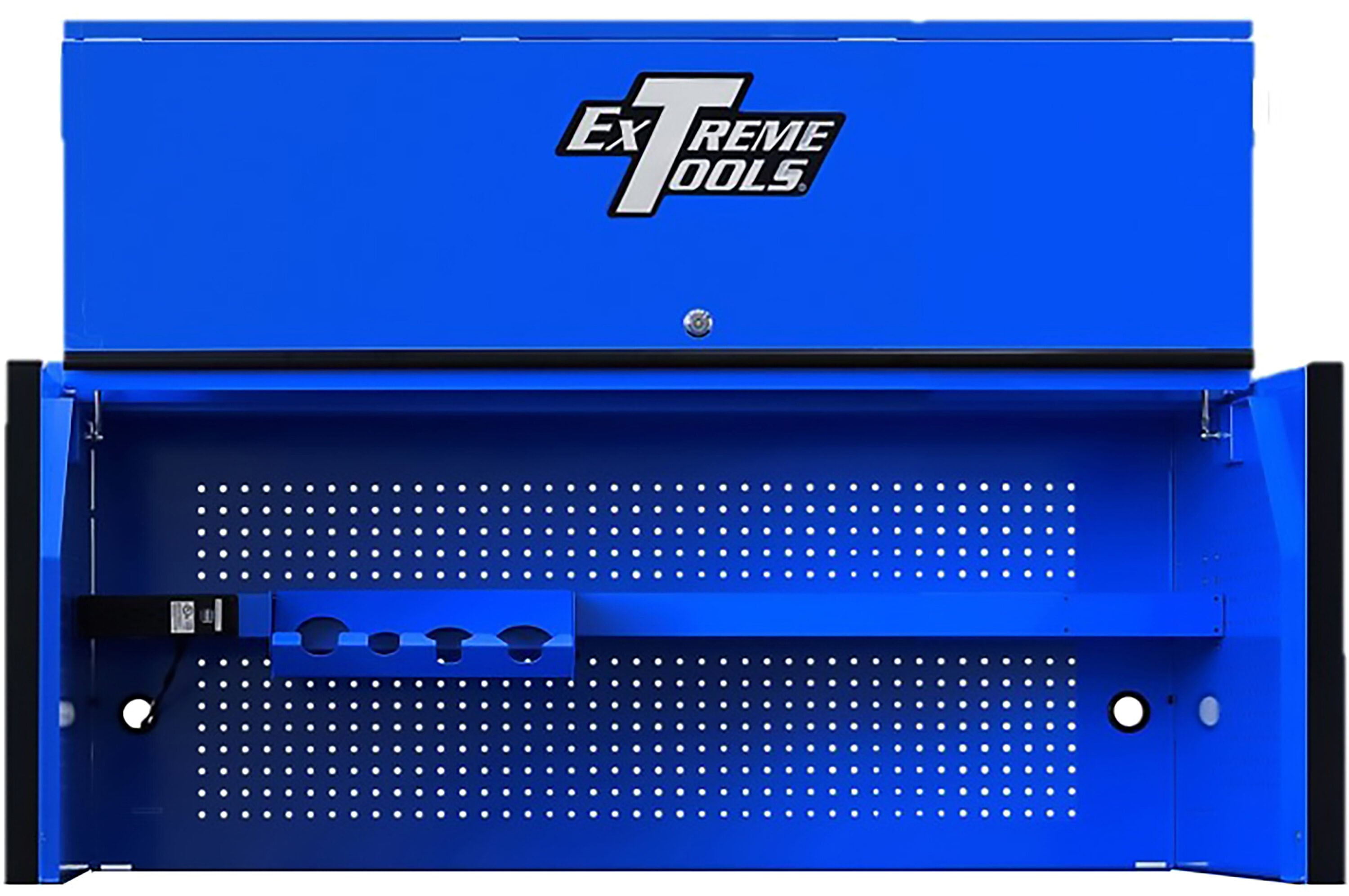 Gabinete de herramientas de acero Extreme Tools RX SERIES de 55 pulgadas de ancho x 22.5 pulgadas de alto x 25 pulgadas de profundidad ( REVESTIMIENTO EN POLVO AZUL CON MANGOS DE CAJONES ANODIZADOS NEGROS ) RX552501HCBLBK