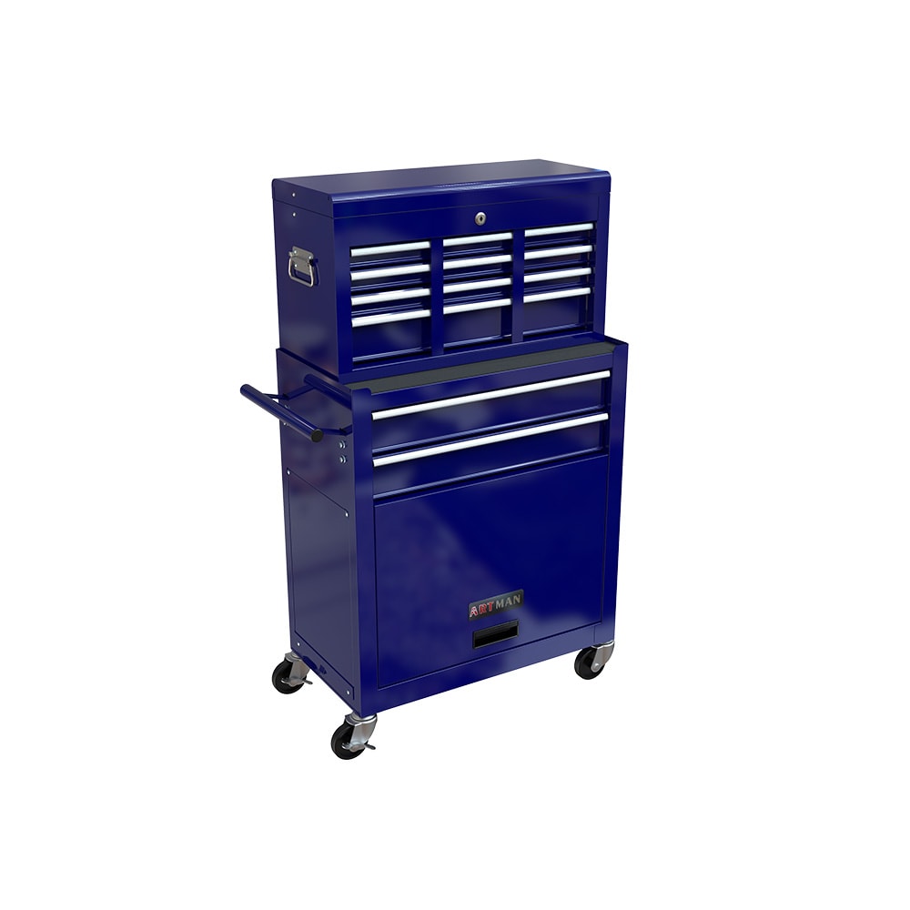 Gabinetes superiores para herramientas Runesay 13 pulgadas de ancho x 42.8 pulgadas de alto x 24.2 pulgadas de profundidad 8 cajones gabinete de herramientas de acero (azul) TOOBOX-05
