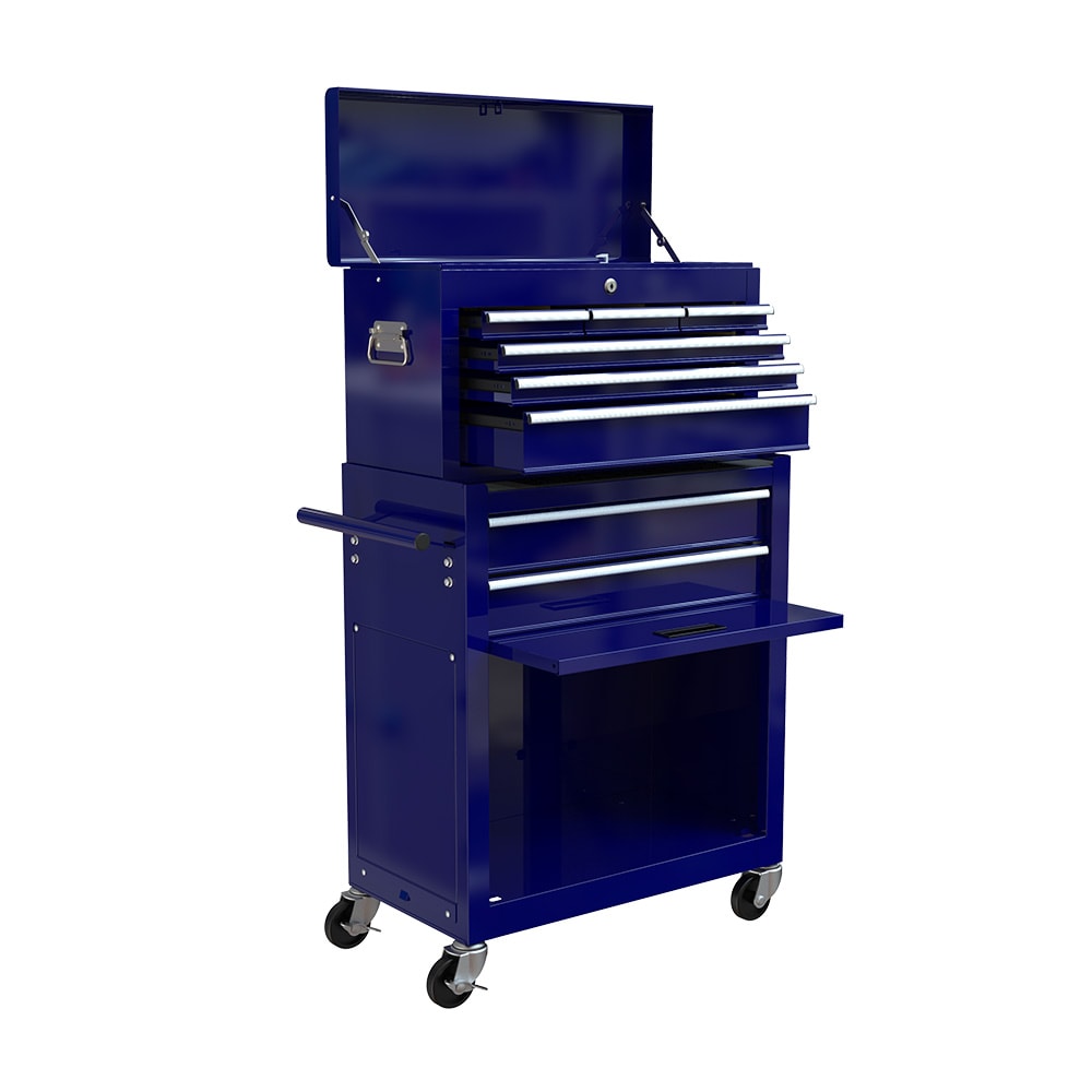 Gabinetes superiores para herramientas Runesay 13 pulgadas de ancho x 42.8 pulgadas de alto x 24.2 pulgadas de profundidad 8 cajones gabinete de herramientas de acero (azul) TOOBOX-05