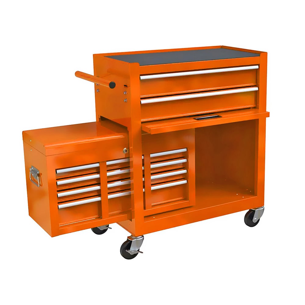 Gabinetes superiores para herramientas Runesay de 13 pulgadas de ancho x 42.8 pulgadas de alto x 24.2 pulgadas de profundidad con 8 cajones de acero (naranja) TOOBOX-08