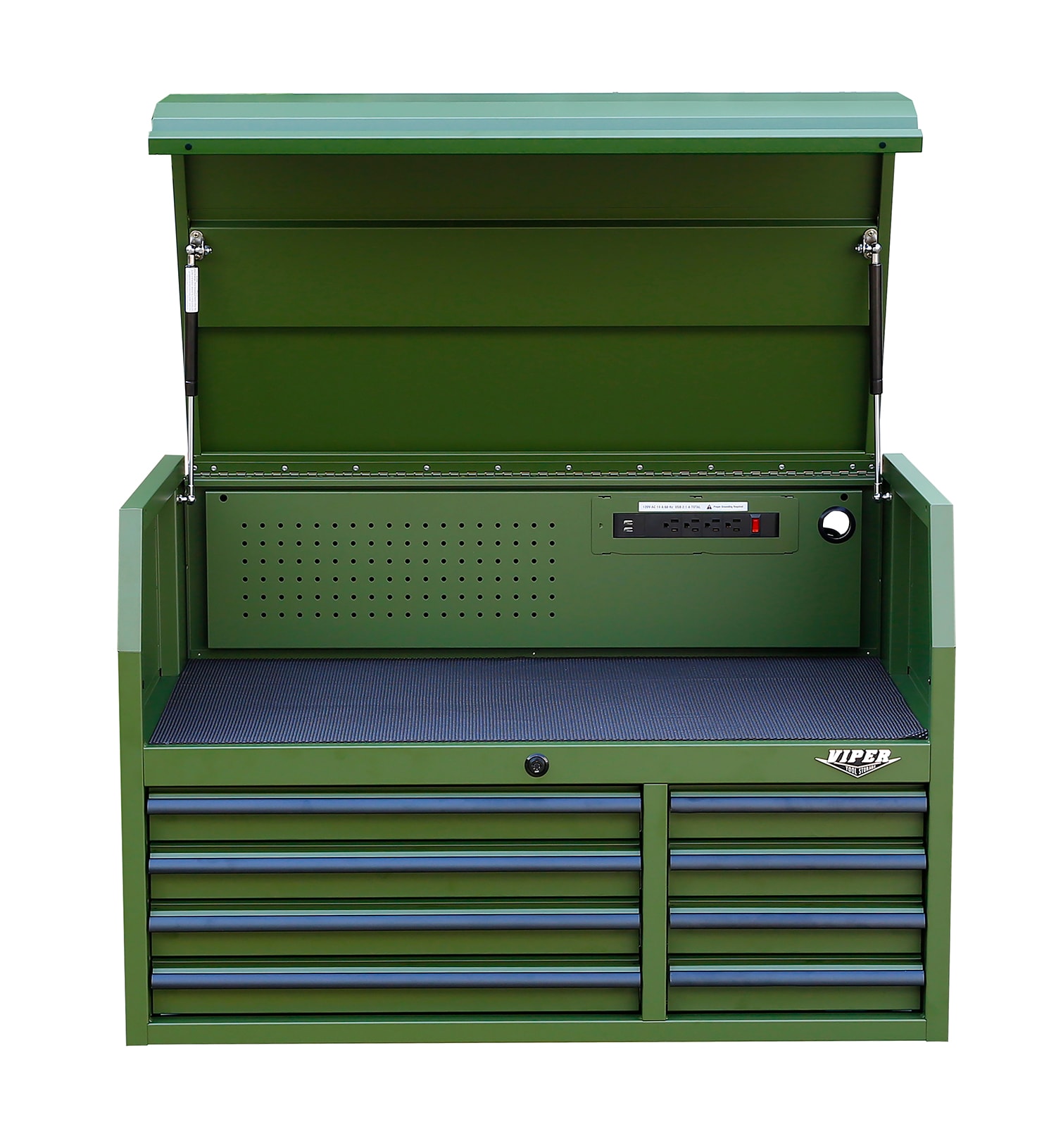 Gabinete de herramientas de acero de 8 cajones en verde militar de 40.9 pulgadas de ancho x 26.6 pulgadas de alto x 24.2 pulgadas de profundidad de almacenamiento de herramientas Viper (verde militar) V4108ARGC