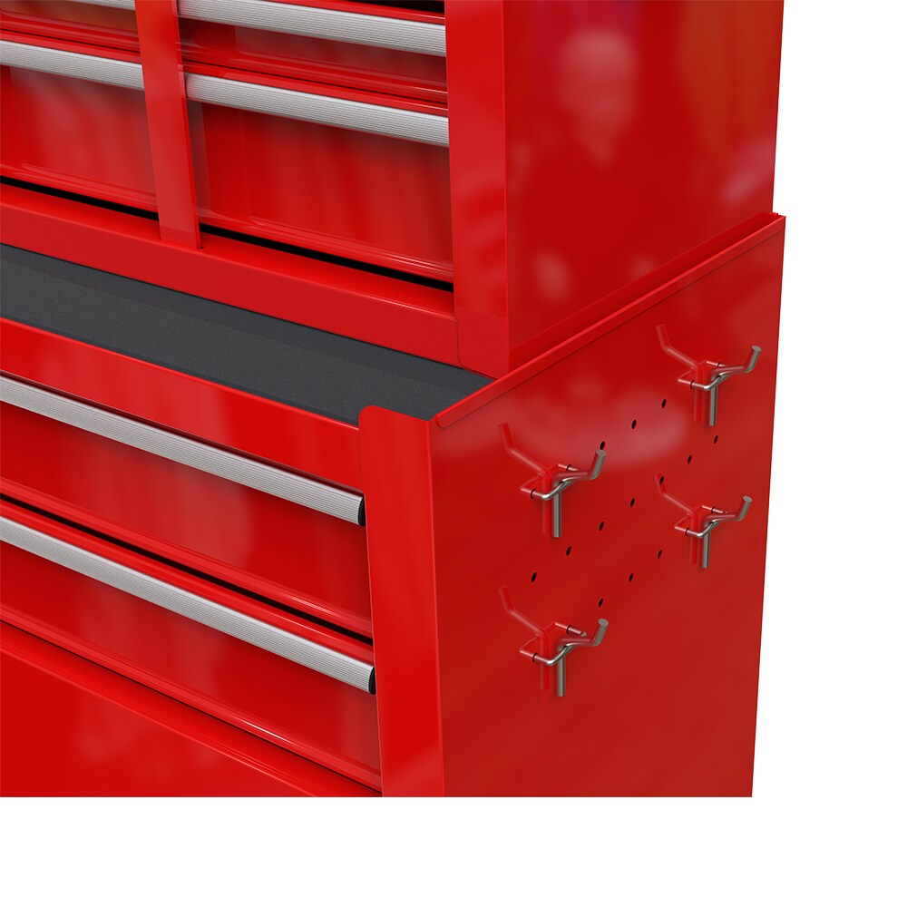 Cofre de herramientas de acero de 8 cajones Runesay Top, 13 pulgadas de ancho x 42.8 pulgadas de alto x 24.2 pulgadas de profundidad (rojo) TOOBOX-02