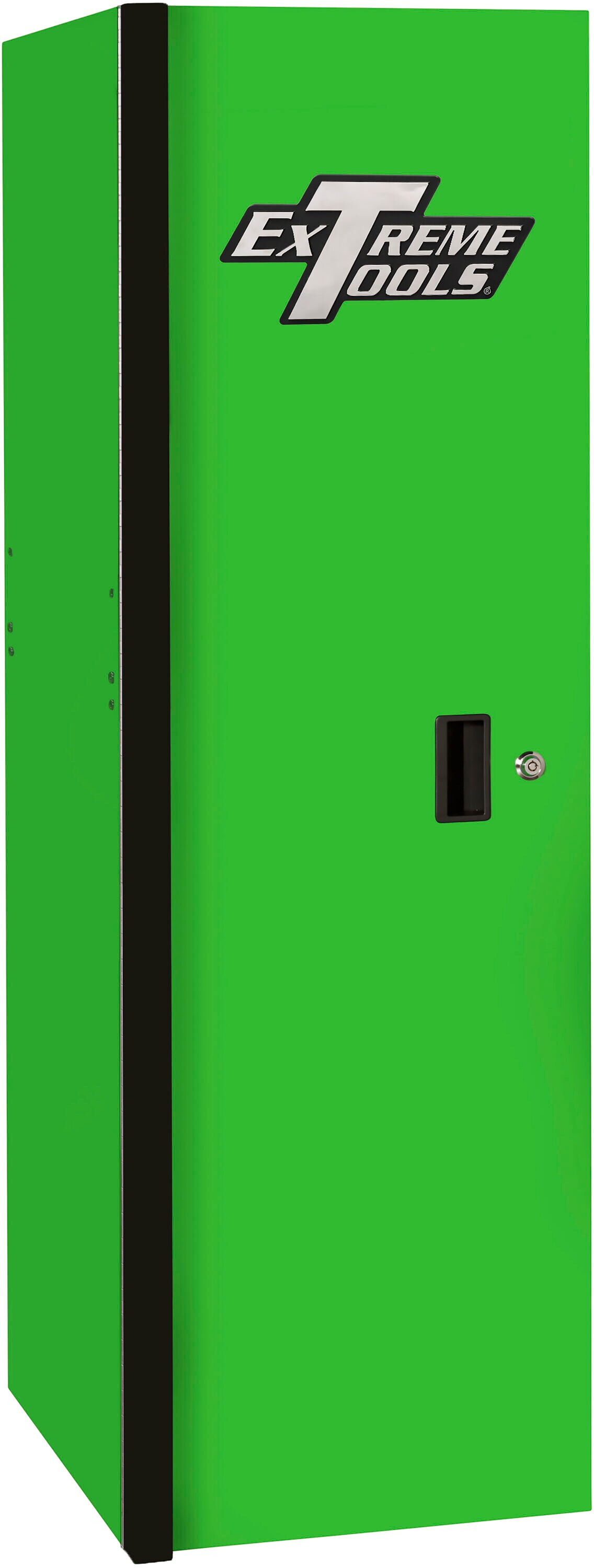 Caja de herramientas de acero de 3 cajones Extreme Tools RX SERIES de 24 pulgadas de ancho x 60.87 pulgadas de alto x 30 pulgadas de profundidad (RECUBRIMIENTO DE POLVO VERDE CON MANGOS DE CAJÓN ANODIZADOS EN NEGRO) RX243003SLGNBK