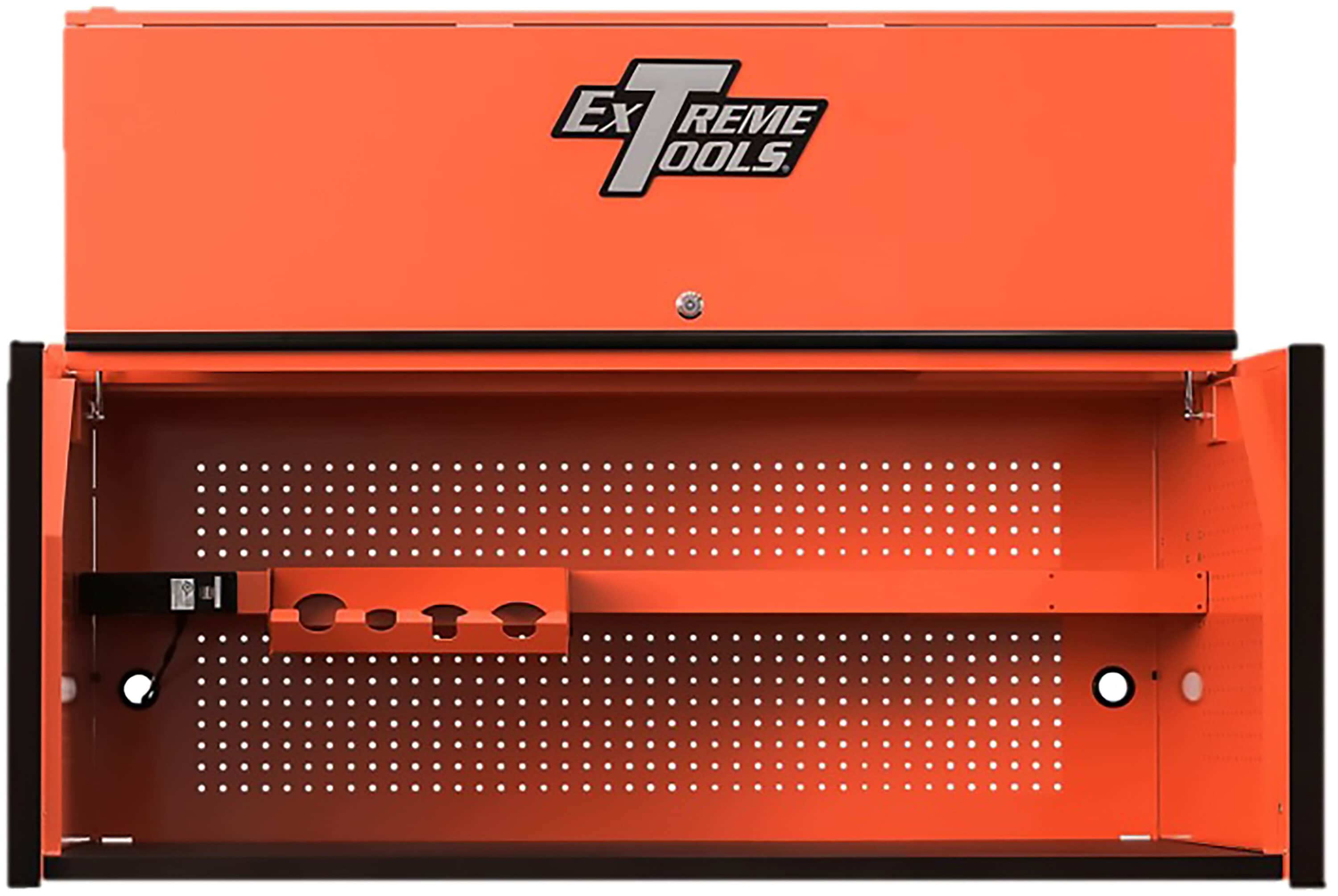 Caja de herramientas de acero Extreme Tools RX SERIES 55 pulgadas de ancho x 22.5 pulgadas de alto x 25 pulgadas de profundidad (RECUBRIMIENTO EN POLVO NARANJA CON TIRADORES DE CAJÓN ANODIZADOS EN NEGRO) RX552501HCORBK