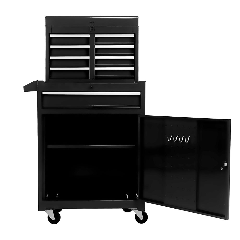 Gabinetes de herramientas superiores Runesay 11 pulgadas de ancho x 47.25 pulgadas de alto x 22.95 pulgadas de profundidad 5 cajones Gabinete de herramientas de acero (negro) TOOBOX-06