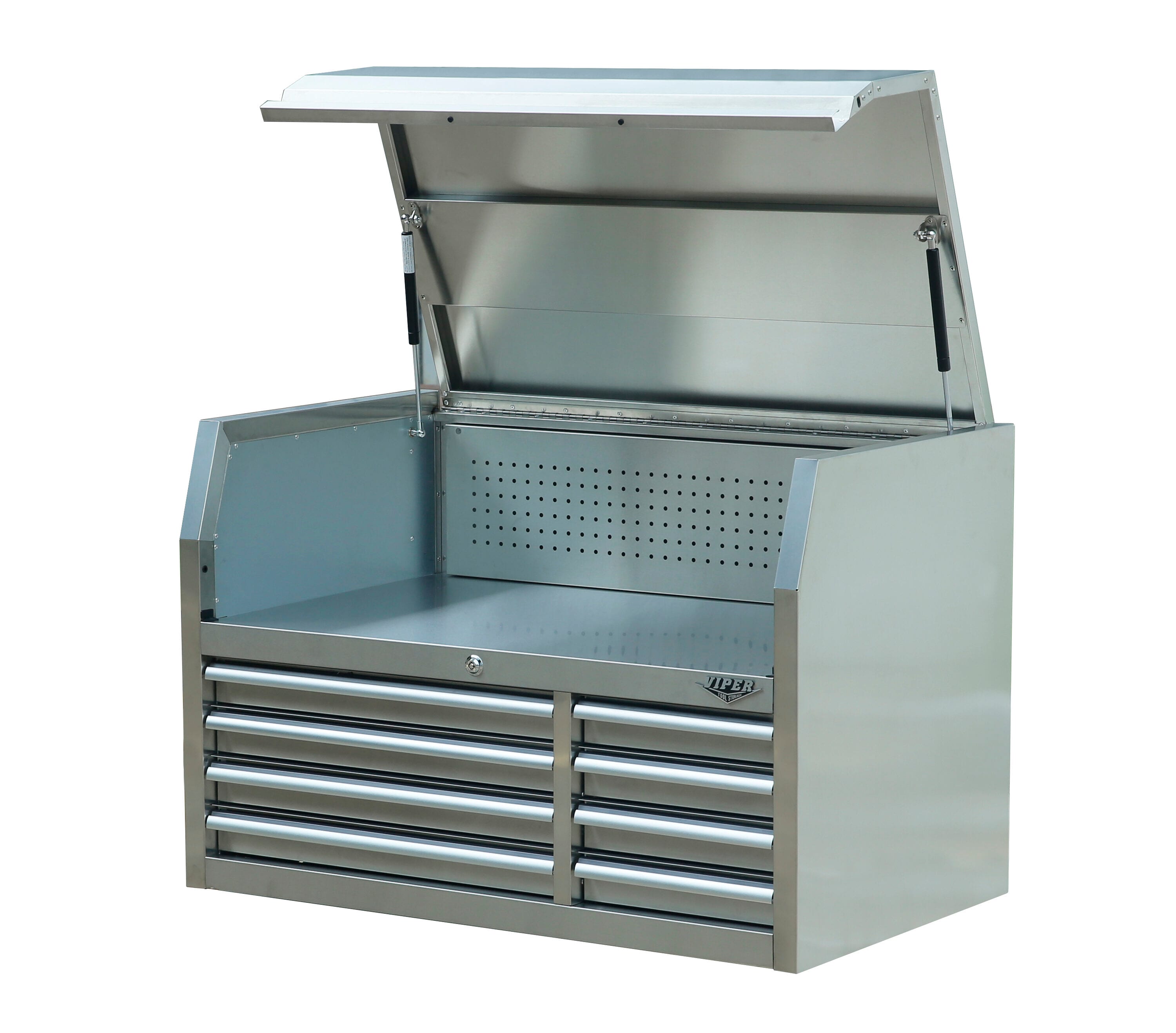 Gabinete de herramientas de acero inoxidable de 8 cajones de Viper Tool Storage 40.9 pulgadas de ancho x 26.6 pulgadas de alto x 24.2 pulgadas de profundidad