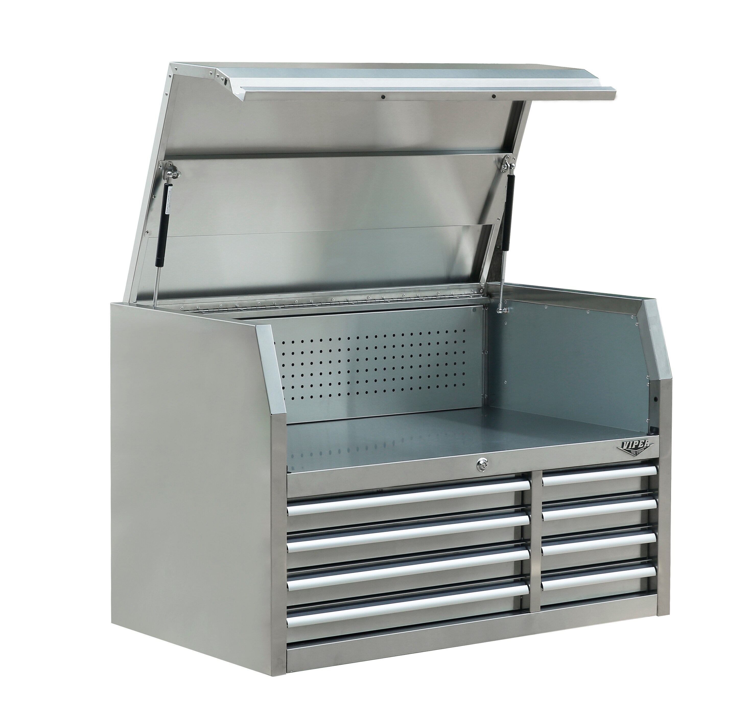 Gabinete de herramientas de acero inoxidable de 8 cajones de Viper Tool Storage 40.9 pulgadas de ancho x 26.6 pulgadas de alto x 24.2 pulgadas de profundidad