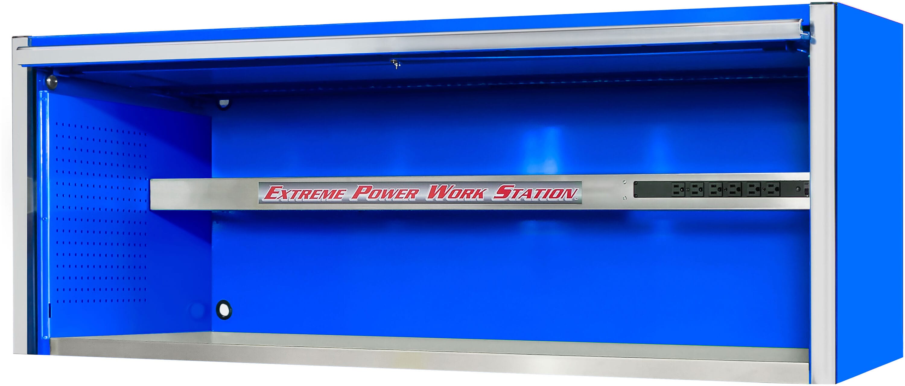 Caja de herramientas de acero Serie Profesional EX de Extreme Tools de 72 pulgadas de ancho x 26.4 pulgadas de alto x 30 pulgadas de profundidad (RECUBRIMIENTO EN POLVO AZUL CON MANIJAS DE CAJÓN CROMADAS) EX7201HCQBLCR