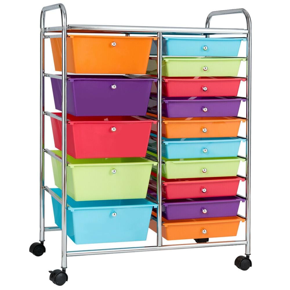 Carrito de utilidad Costway de 34.5 pulgadas con 15 cajones y capacidad de 33 lb GYM03916