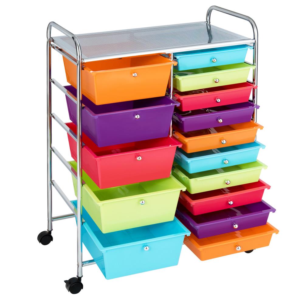Carrito de utilidad Costway de 34.5 pulgadas con 15 cajones y capacidad de 33 lb GYM03916
