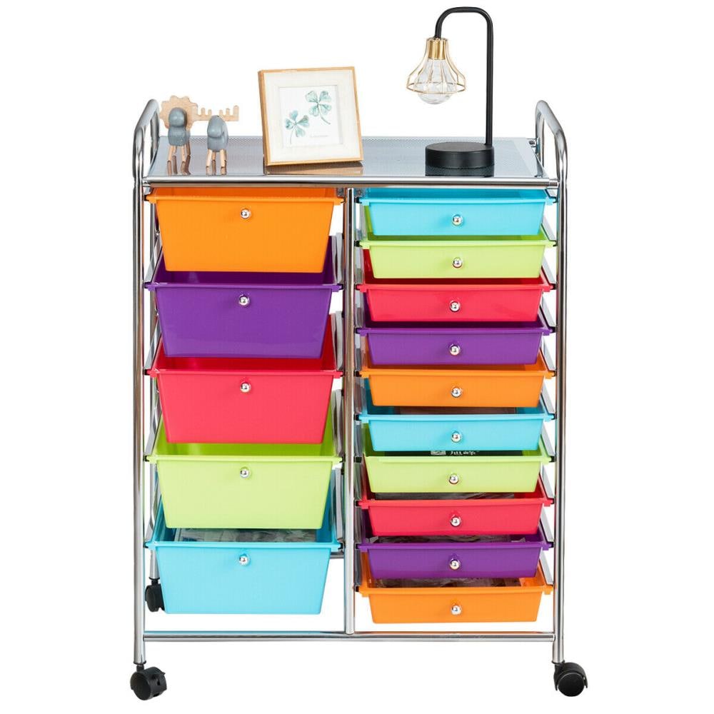 Carrito de utilidad Costway de 34.5 pulgadas con 15 cajones y capacidad de 33 lb GYM03916