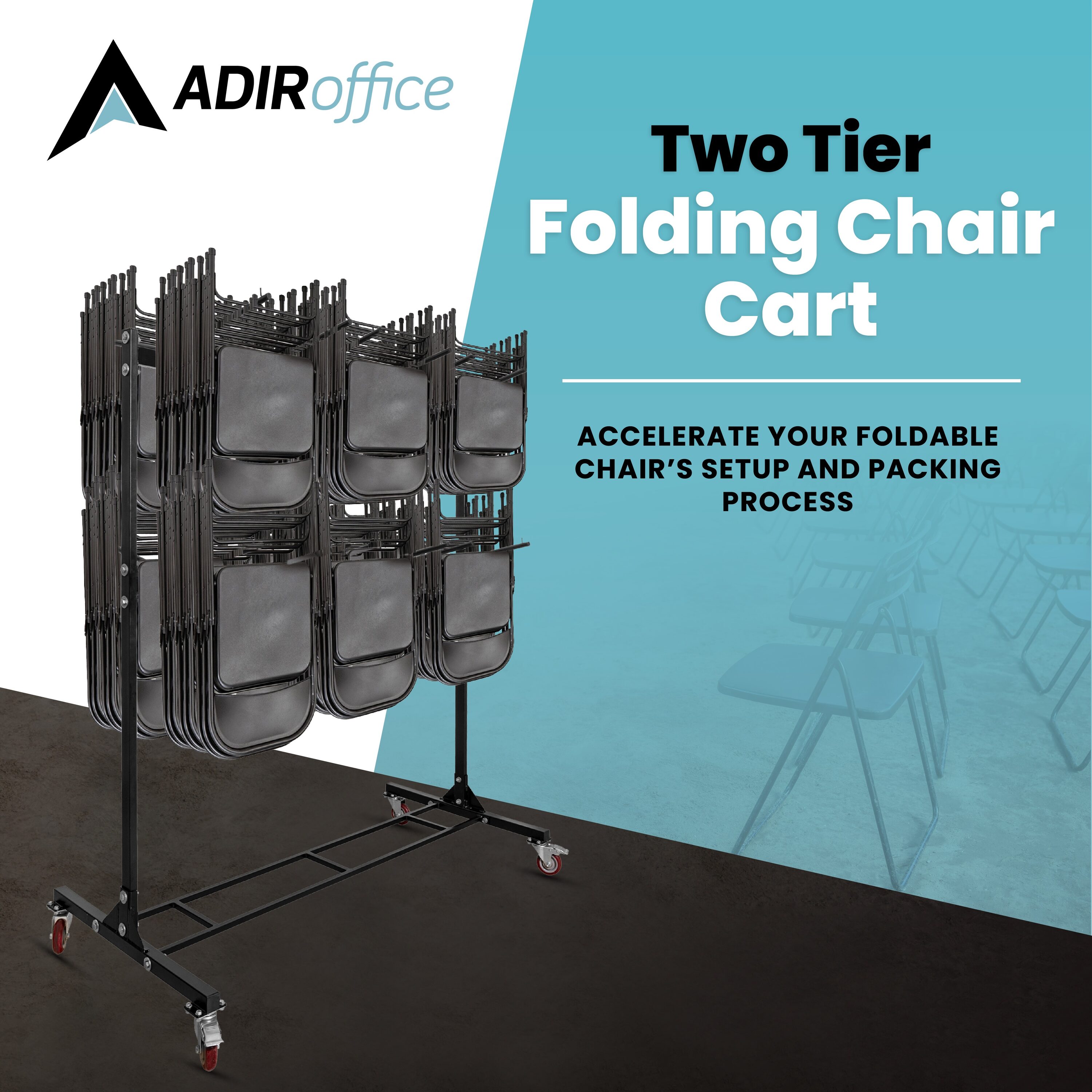 Carrito de utilidad AdirOffice con capacidad de 600 lb y silla de 68.5 pulgadas