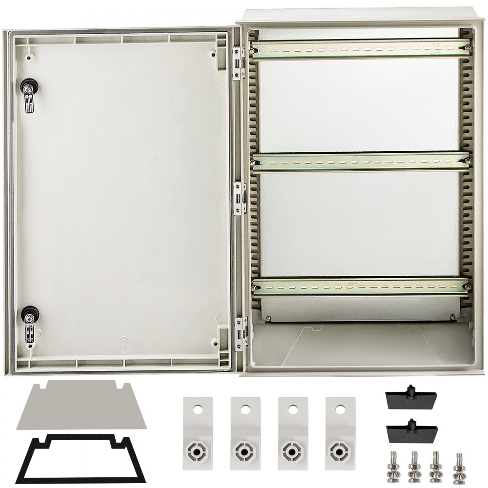 VEVOR NEMA Steel Enclosure, 24 x 16 x 9'' NEMA 4X Fiberglass Electrical Box, IP66 Waterproof & Dustproof, Outdoor/Indoor Electrical Junction Box, with Mounting Plate(60 x 40 x 23 cm) - DQXFSBLG60X40X231V0