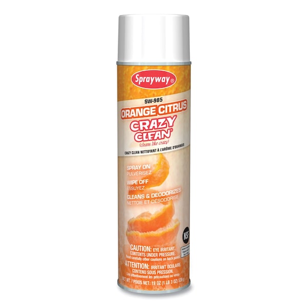 Sprayway Orange Citrus Crazy Clean, Aromatizante de Naranja, Aerosol de 19 oz, Paquete de 12 - SW985