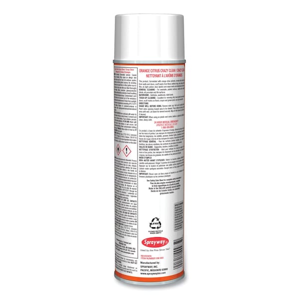 Sprayway Orange Citrus Crazy Clean, Aromatizante de Naranja, Aerosol de 19 oz, Paquete de 12 - SW985