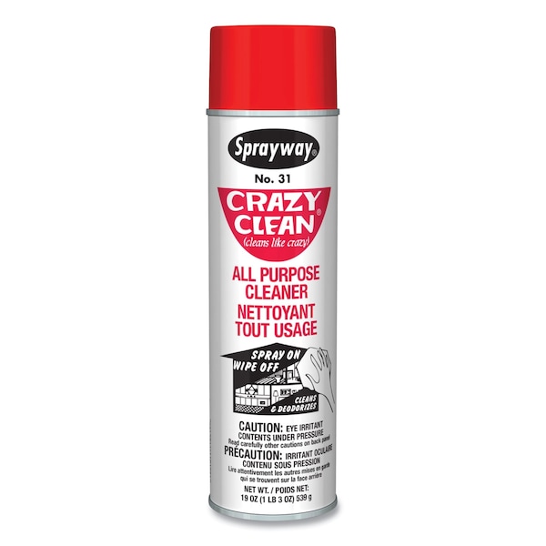 Limpiador multiusos en aerosol con aroma floral, Sprayway Crazy Clean, 19 oz, paquete de 12 - SW031