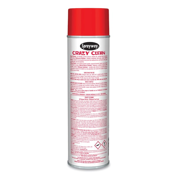 Limpiador multiusos en aerosol con aroma floral, Sprayway Crazy Clean, 19 oz, paquete de 12 - SW031