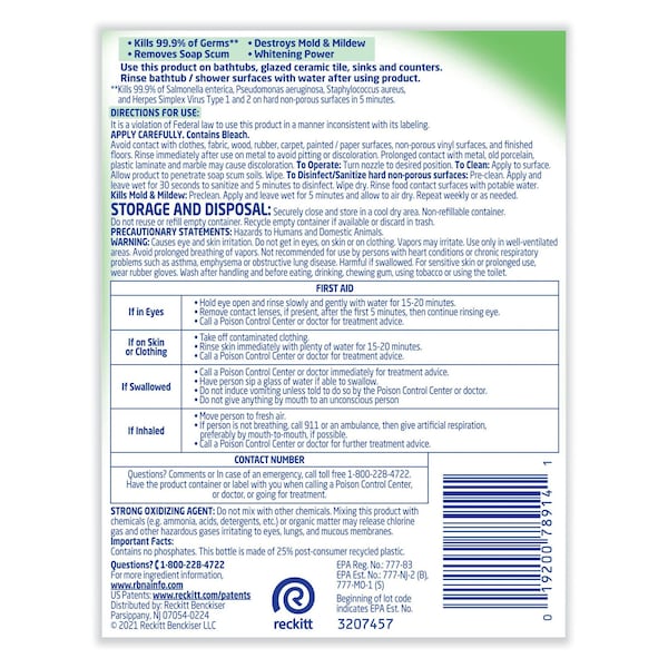Limpiador Multiusos Lysol, Botella de Gatillo, 32 oz, Ligero de Cloro, 12 PK - REC 78914