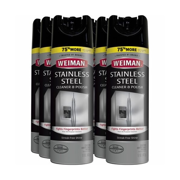 Limpiador de acero inoxidable en aerosol, 17 oz, paquete de 6 - WMN49ACT