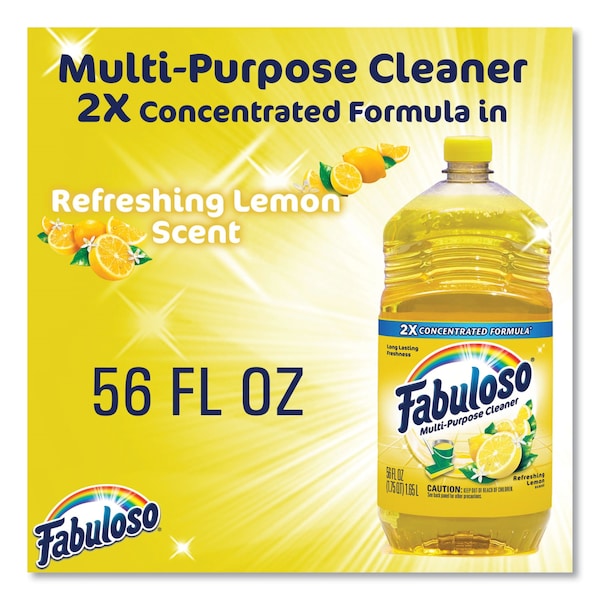 Fabuloso Limpiador Multiusos, Aroma de Limón Refrescante, Botella de 56 oz, Paquete de 6 - MX06157A