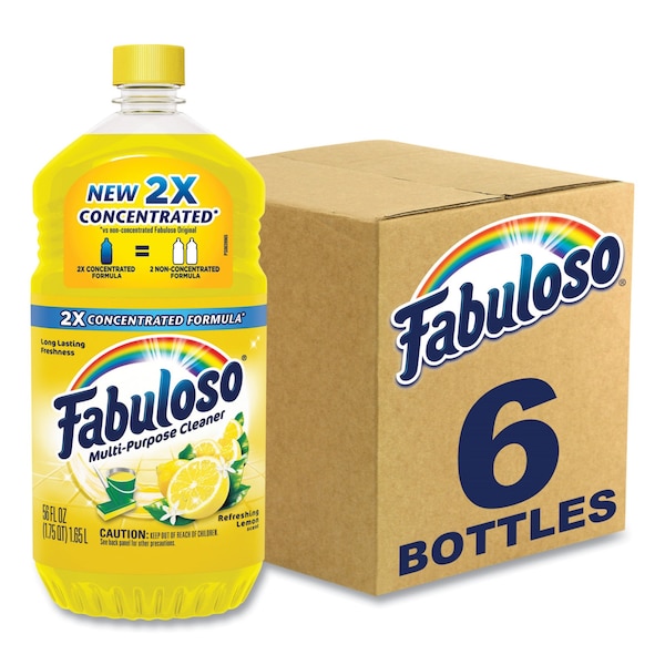 Fabuloso Limpiador Multiusos, Aroma de Limón Refrescante, Botella de 56 oz, Paquete de 6 - MX06157A