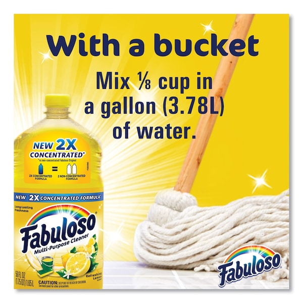 Fabuloso Limpiador Multiusos, Aroma de Limón Refrescante, Botella de 56 oz, Paquete de 6 - MX06157A