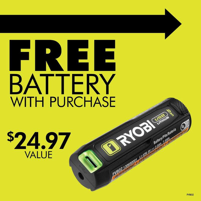 Kit de destornillador multi-cabeza RYOBI USB de litio con batería de 2 Ah y cable de carga - FVD51K