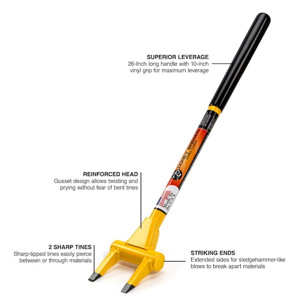 Honey Badger 2-Tine Compact  Demo Fork with 26-Inch Handle - HB26-2