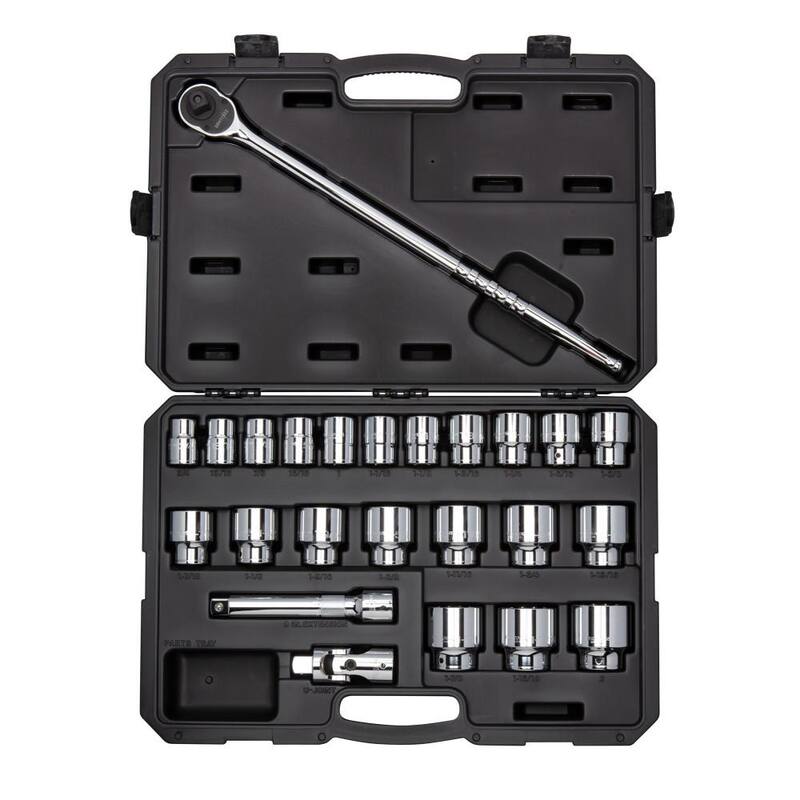 Set de llaves de vaso y trinquete de 12 puntos TEKTON de 3/4 de pulgada a 2 pulgadas (25 piezas) - SKT35105