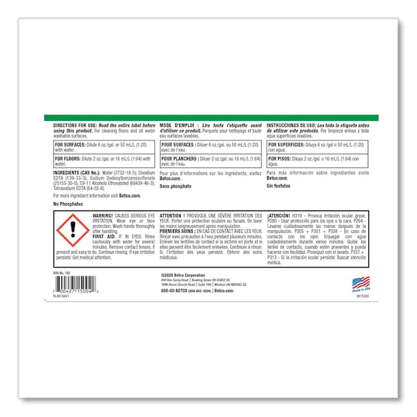Limpiadores y Detergentes Betco, Botella, Menta, 4 PK - 1500400
