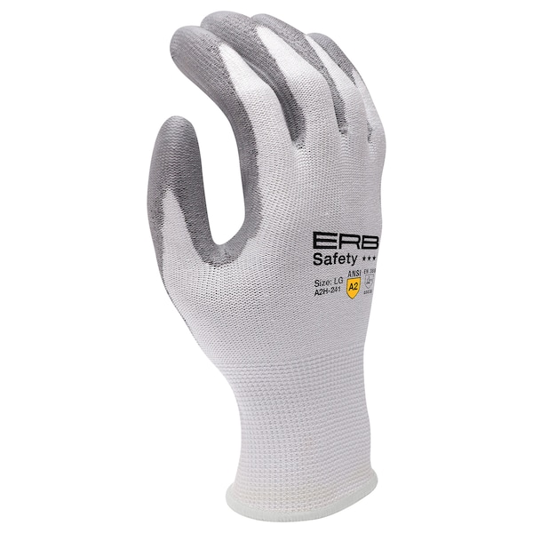 Guantes de HPPE con recubrimiento de PU, nivel de corte ANSI A2, Republic A2H-241 de Erb Safety, talla 2X - 22474.