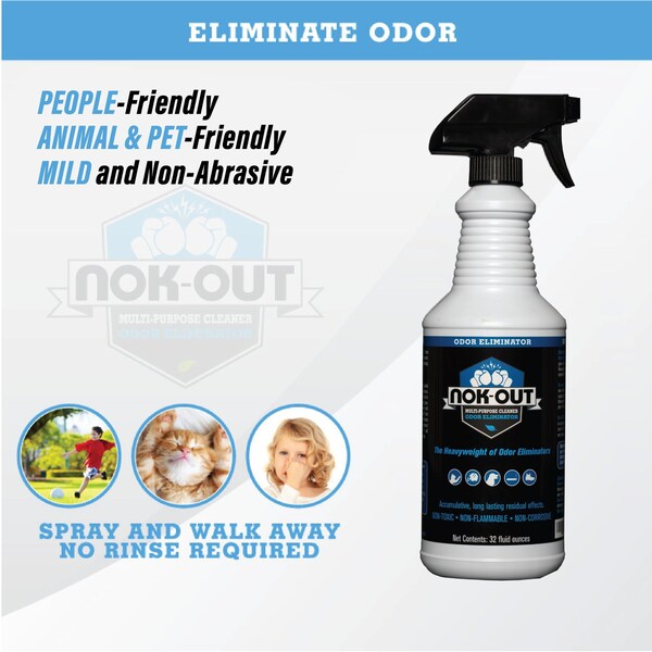 Nok-Out NOK OUT Eliminador de olores y limpiador multiusos, 32 oz líquidos - NO-32-12