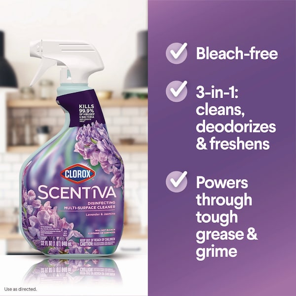 Limpiador multiusos Clorox Scentiva, Lavanda toscana y Jazmín, 32 oz, 9PK - 60523CT