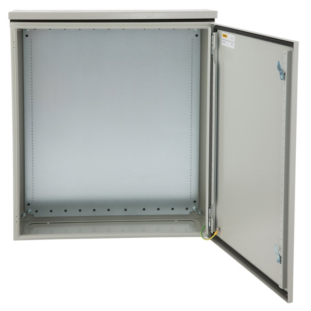 VEVOR Electrical Enclosure, 24x24x8in, Tested to UL Standards NEMA 4 Outdoor Enclosure, IP65 Waterproof & Dustproof Cold-Rolled Carbon Steel Hinged Junction Box for Outdoor Indoor Use, with Rain Hood - TUL60X60X20CMW0NQV0