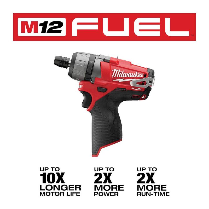 Milwaukee M12 FUEL 12V Destornillador inalámbrico sin escobillas de iones de litio de 1/4 pulgadas Hex 2 velocidades (herramienta solamente) - 2402-20