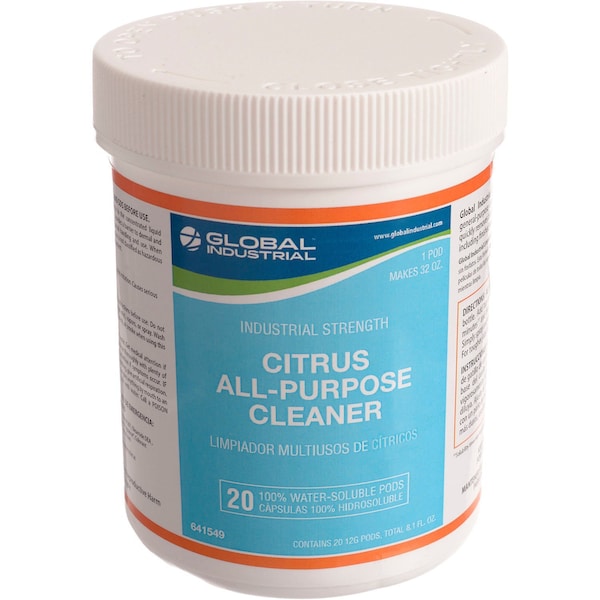 Limpiador Multiusos Global Industrial, Cítrico, 20 Pods/Envase, 12PK - 641549